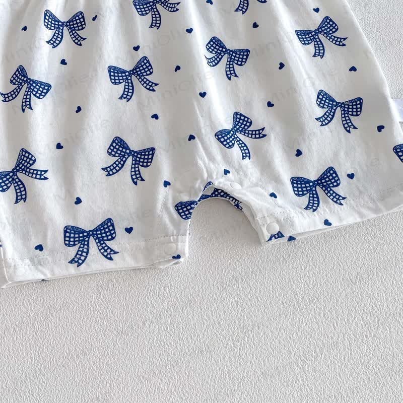 Baby Breathable Soft Cotton Blend Tie Strap Summer Romper - image 14