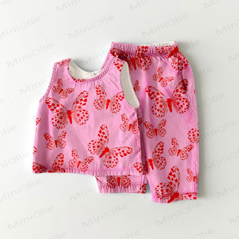 Baby Toddler Pink Butterfly Sleeveless 2-piece Set - Pink - 5-7T - image 1