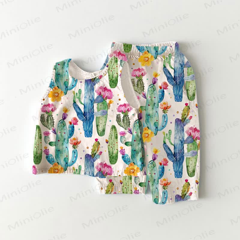 Baby Toddler Cactus Sleeveless 2-piece Set - White - White - image 1