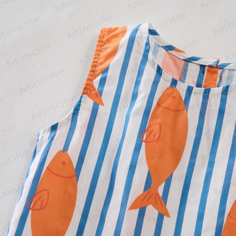 Baby Toddler Fish Striped Sleeveless 2-piece Set - image 4