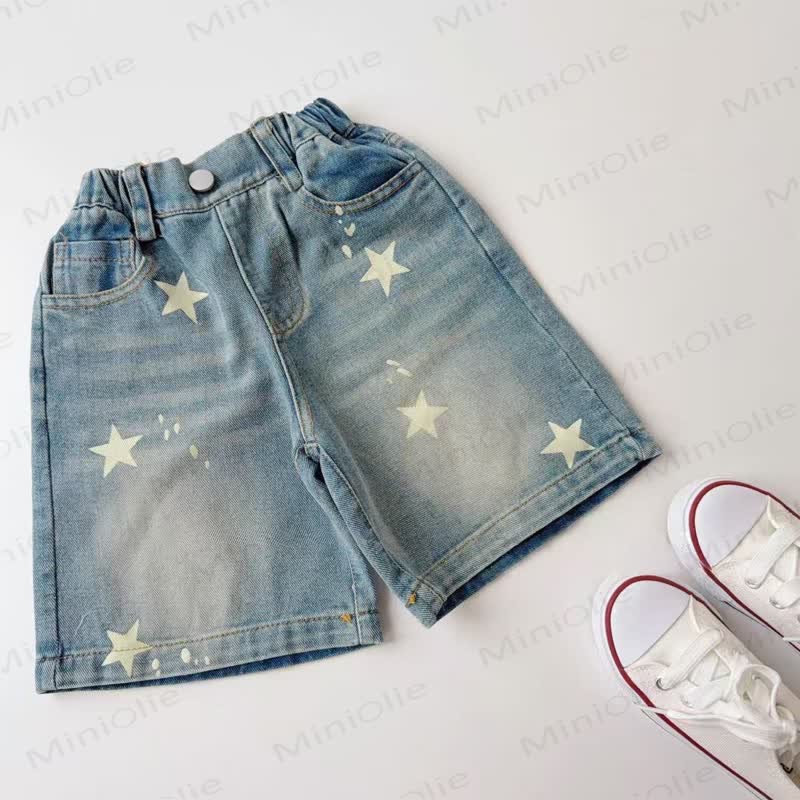 Toddler Star Printed Denim Shorts - Blue - 4-5T - image 1