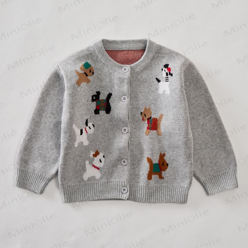 Baby Toddler Puppy Grey Sweater Cardigan - Grey - 5-7T - image 1