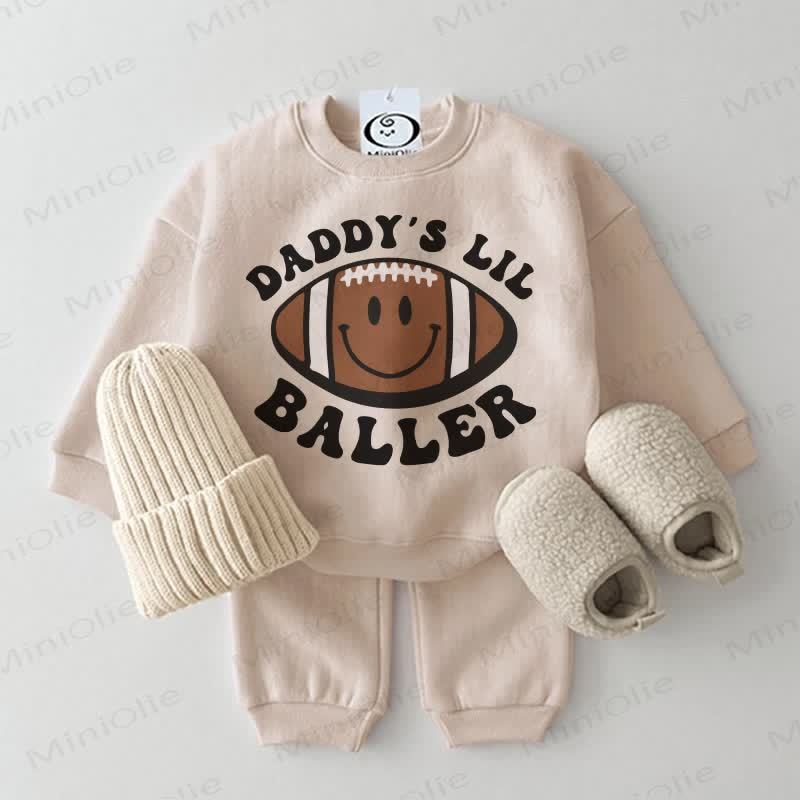 DADDY'S LIL BALLER Baby Sweatshirt 2-piece Set - Beige - 2-3T - image 1