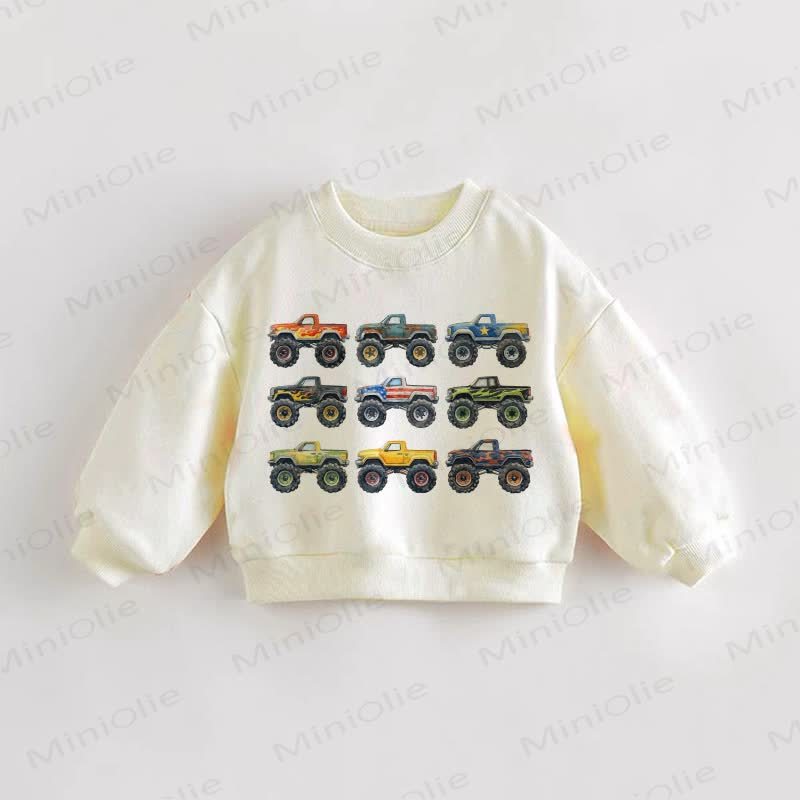 Baby Toddler Monster Truck Sweatshirt - Cream - 3-5T - image 1