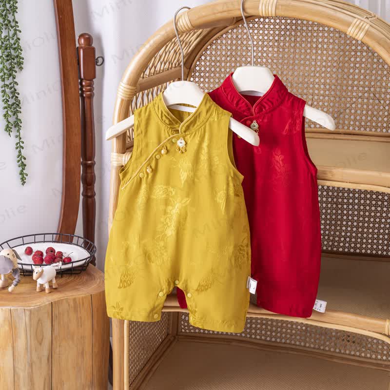 Baby Knot Button Sleeveless Romper - image 1