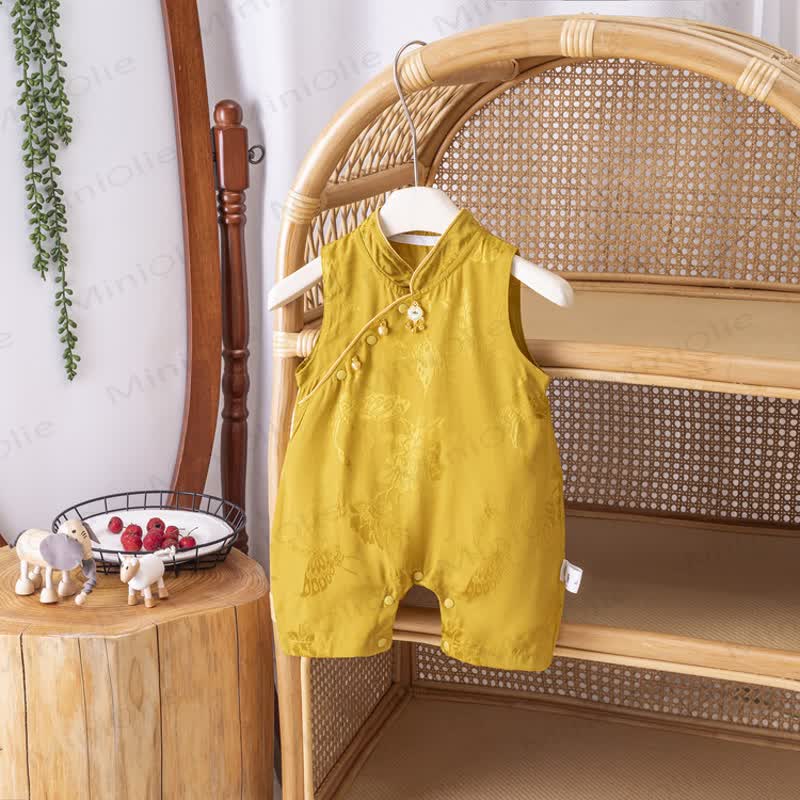 Baby Knot Button Sleeveless Romper - Yellow - 2-3T - image 2