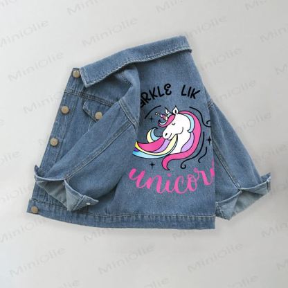 SPARKLE LIKE A UNICORN Toddler Kid Girls Unicorn Denim Jacket - Blue - 10-11T - image 1