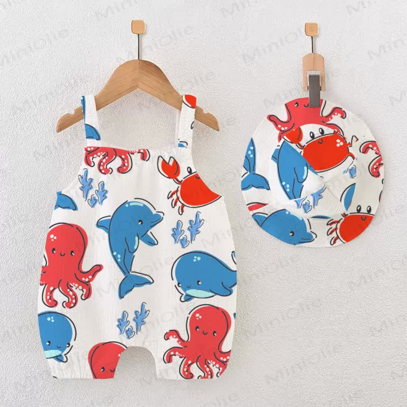 Baby Whale Crab White Romper with Hat - White - 18-24M - image 1