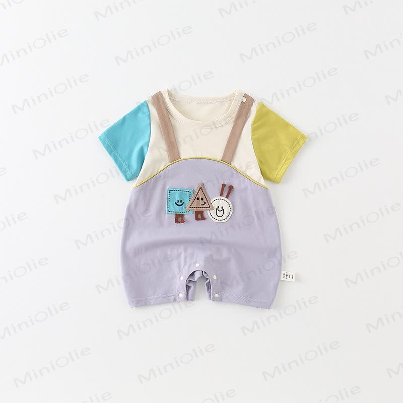 Baby Colorblock Geometric Patches Romper - Purple - 2-3T - image 1