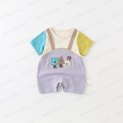 Baby Colorblock Geometric Patches Romper - Purple - 2-3T - image 1