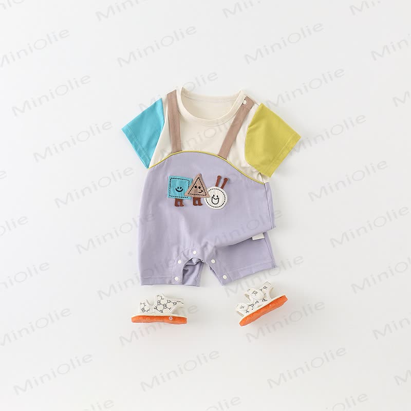 Baby Colorblock Geometric Patches Romper - image 2