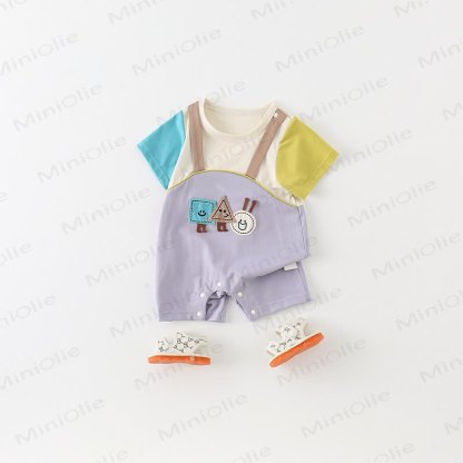 Baby Colorblock Geometric Patches Romper - image 2