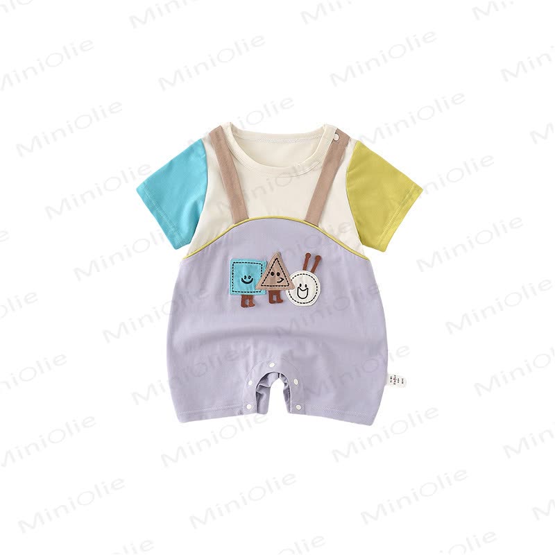 Baby Colorblock Geometric Patches Romper - image 5
