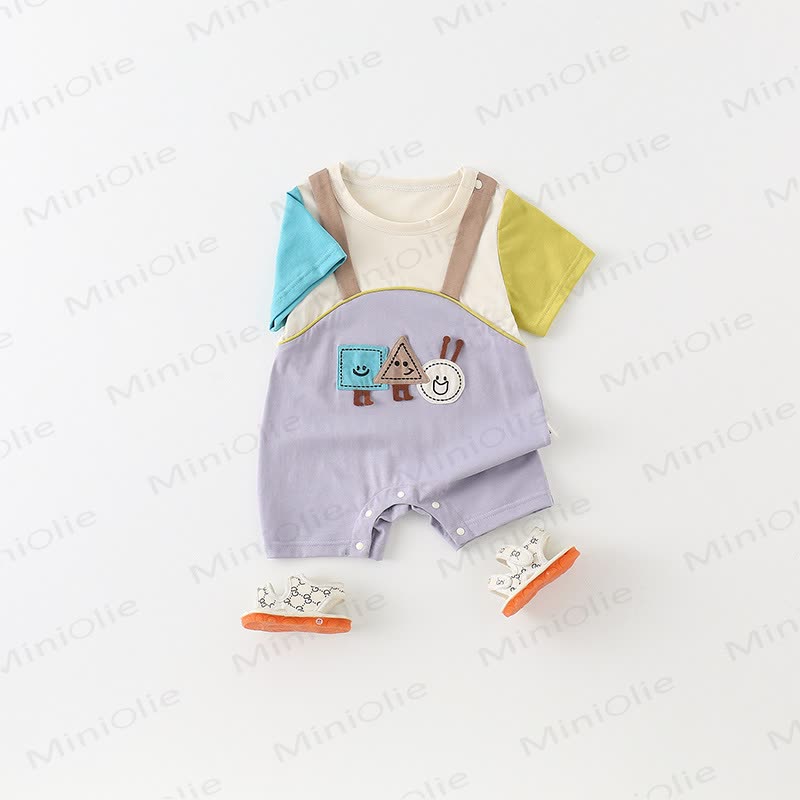 Baby Colorblock Geometric Patches Romper - image 3