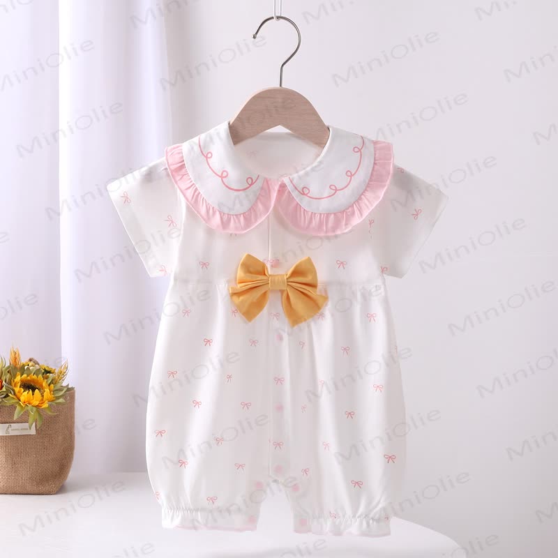 Baby Bow Peter Pan Collar Romper - Pink - 18-24M - image 1