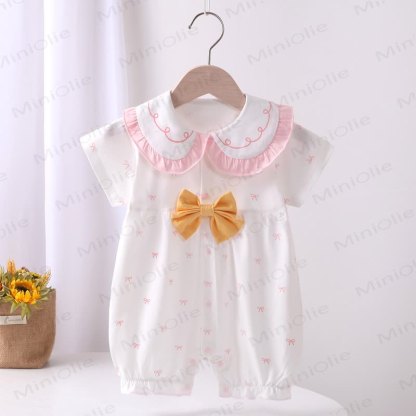 Baby Bow Peter Pan Collar Romper - Pink - 18-24M - image 1