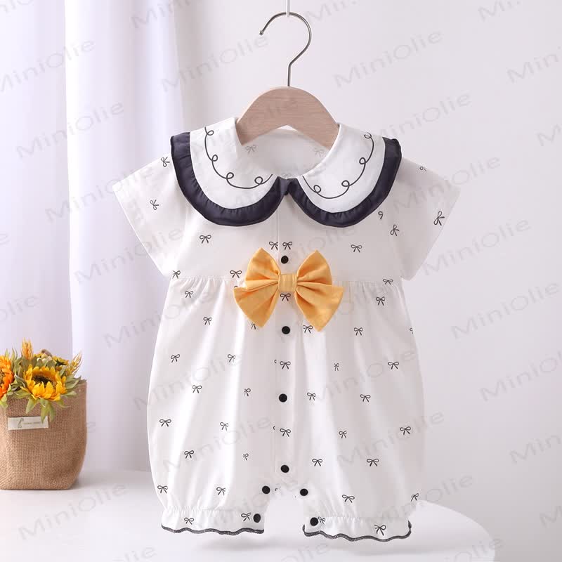 Baby Bow Peter Pan Collar Romper - Navy - 18-24M - image 4