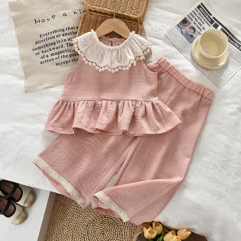 Toddler Girls Pink Lace Camisole and Pants 2-piece Set - Pink - 7Y - image 1