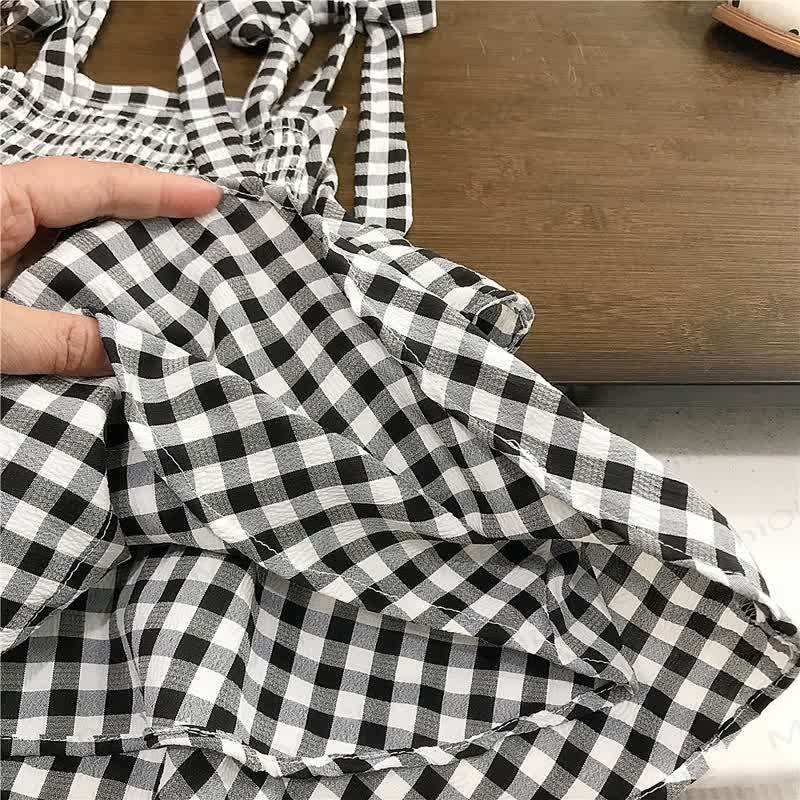 Toddler Girls Black and White Checkered Dress - image 3