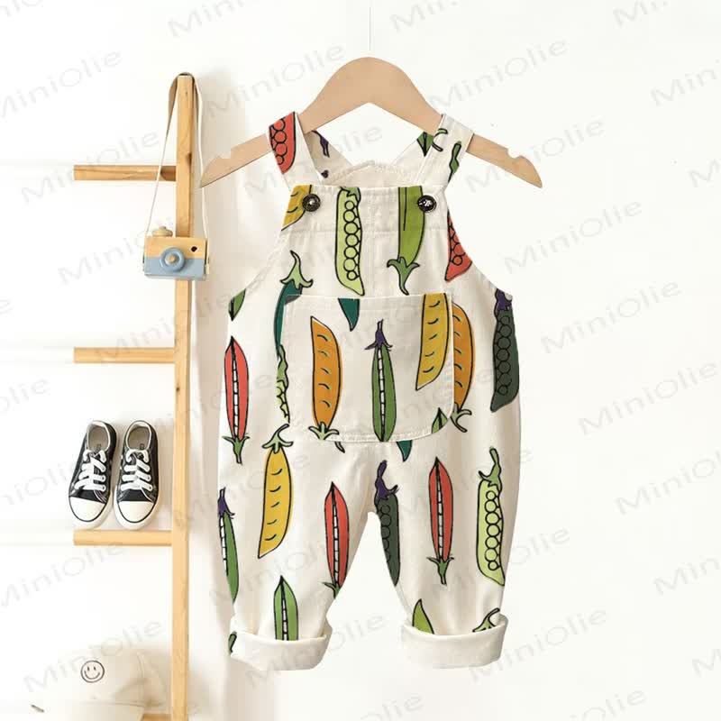 Baby Toddler Pea Print Overalls - Beige - 3-5T - image 1