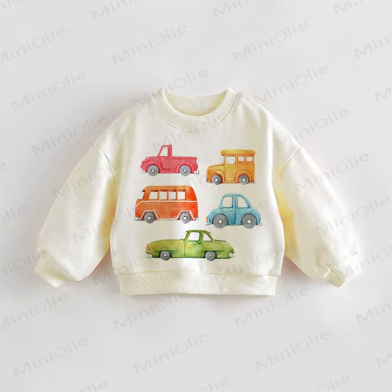 Baby Toddler Cars Sweatshirt - Cream - 3-5T - image 1