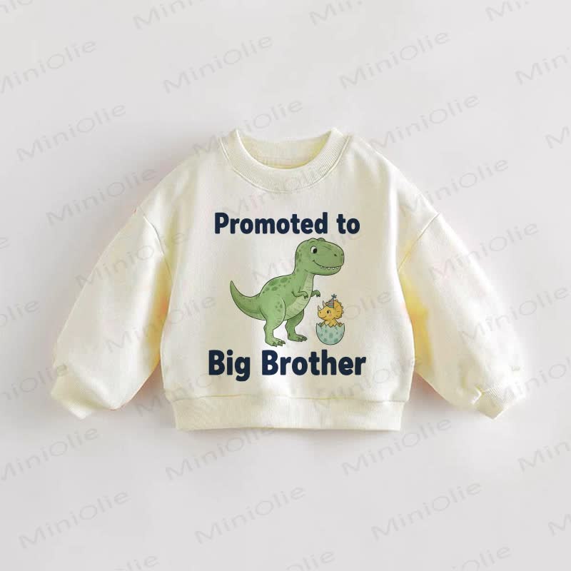 PROMOTED TO BIG BROTHER Baby Toddler Dinosaur Sweatshirt - Cream - 3-5T - image 1