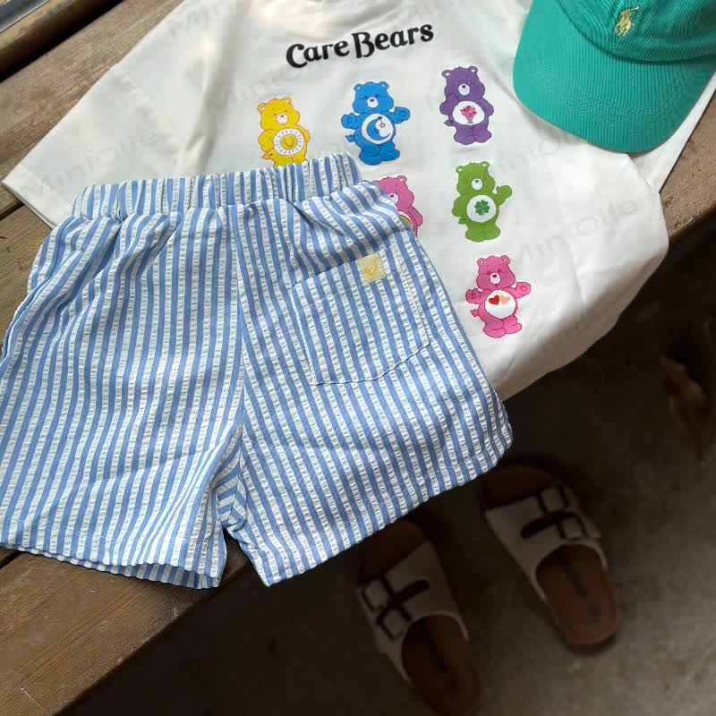 Toddler Girls Striped Plaid Shorts - Blue - 6-7T - image 2