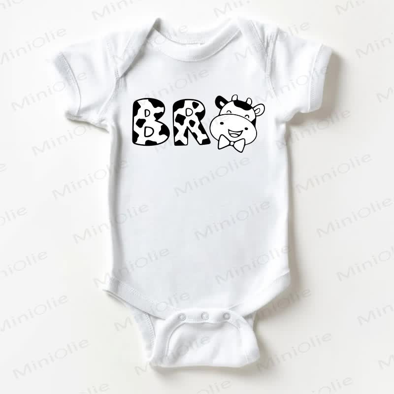 BRO Baby Cow White Bodysuit - White - 18-24M - image 1