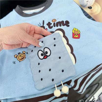 Toddler Sandwich Cookie Printed Tees and Stripe Shorts Set - image 2