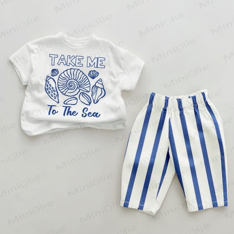TAKE ME TO THE SEA Baby Blue Vertical Striped Pants 2-piece Set - White&Blue - 2-3T - image 1