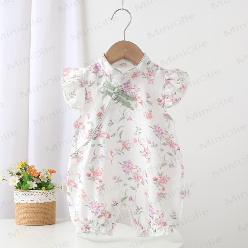 Baby Knot Button Floral Romper - Purple - 18-24M - image 2
