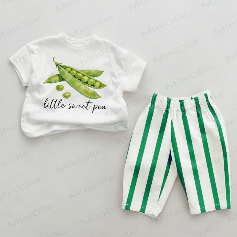 LITTLE SWEET PEA Baby Green Vertical Striped 2-piece Set - White&Green - 2-3T - image 1
