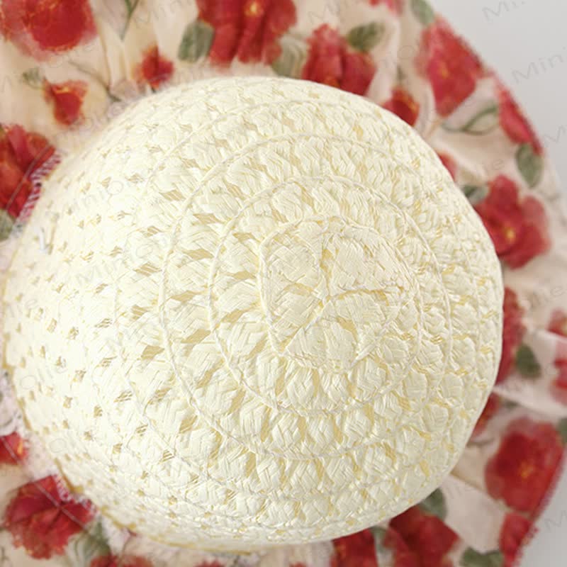 Baby Girl Red Flower Dress with Hat - image 7