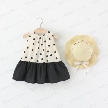 Baby Girl Black Bow Dress with Hat - image 2