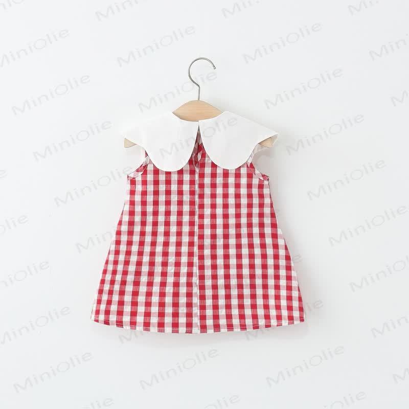 Toddler Girls Strawberry Print Plaid Dress - image 2