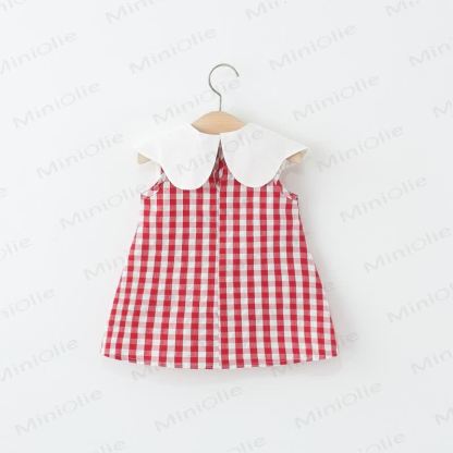 Toddler Girls Strawberry Print Plaid Dress - image 2