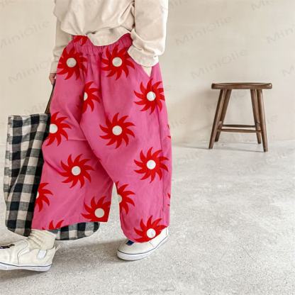 Baby Red Floral Print Pants - Red - 2-3T - image 1