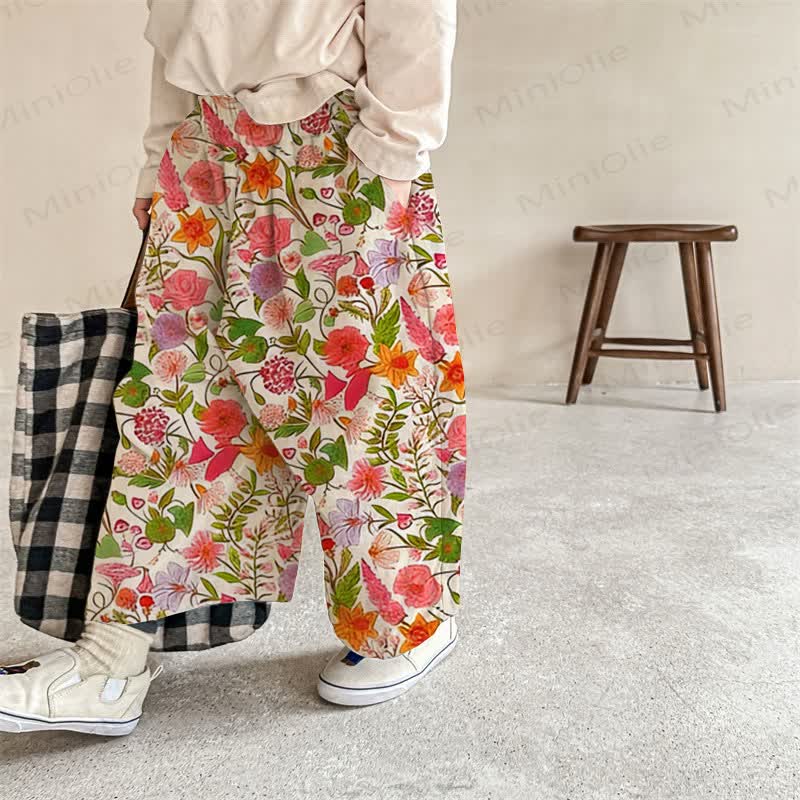 Baby Red&White Floral Print Pants - Red - 2-3T - image 1