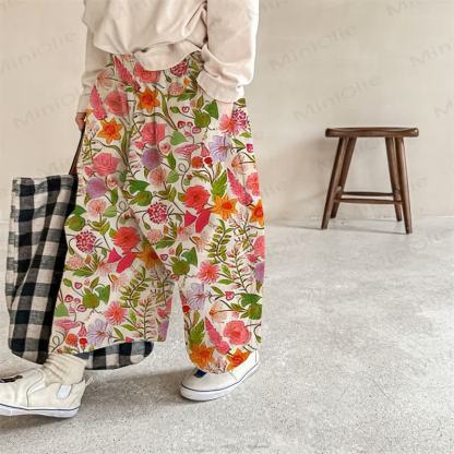 Baby Red&White Floral Print Pants - Red - 2-3T - image 1