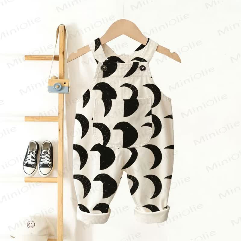 Baby Toddler Moon Print Overalls - Beige - 5-7T - image 1