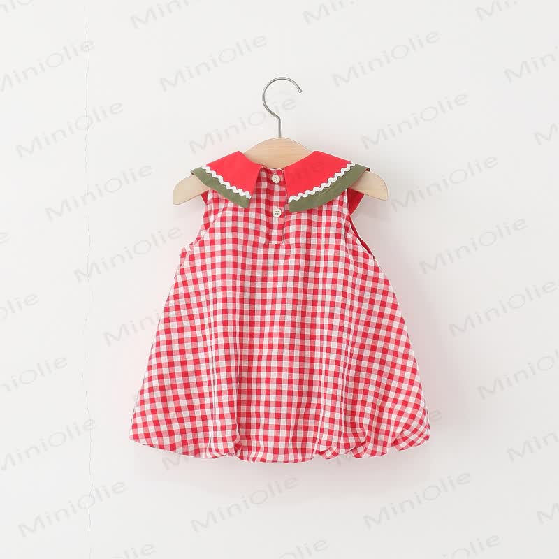 Toddler Girls Watermelon Print Plaid Dress - image 2