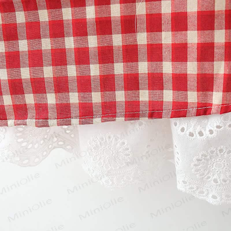 Baby Girl Red Plaid Dress with Hat - image 3