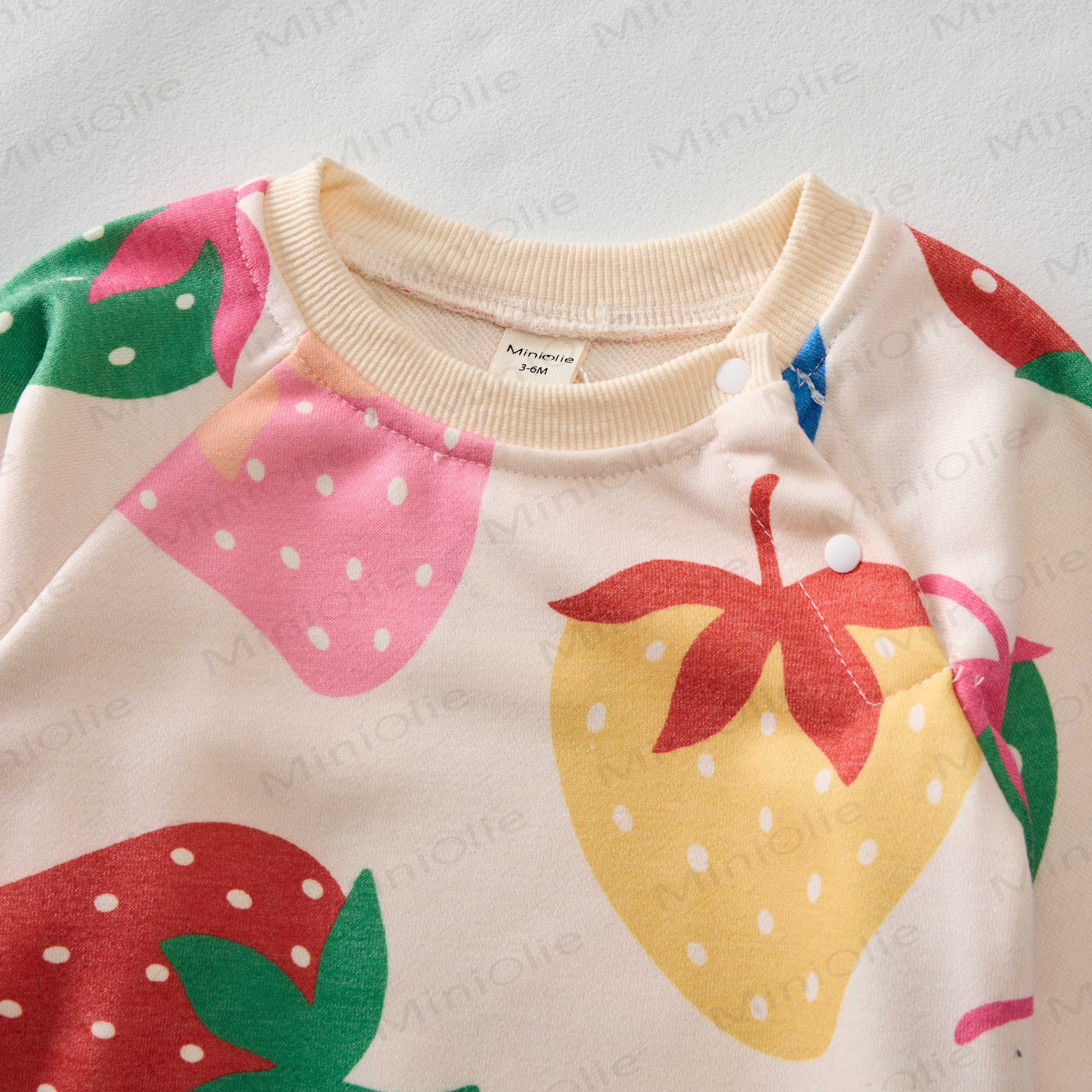 Baby Beige Strawberry Romper - image 2