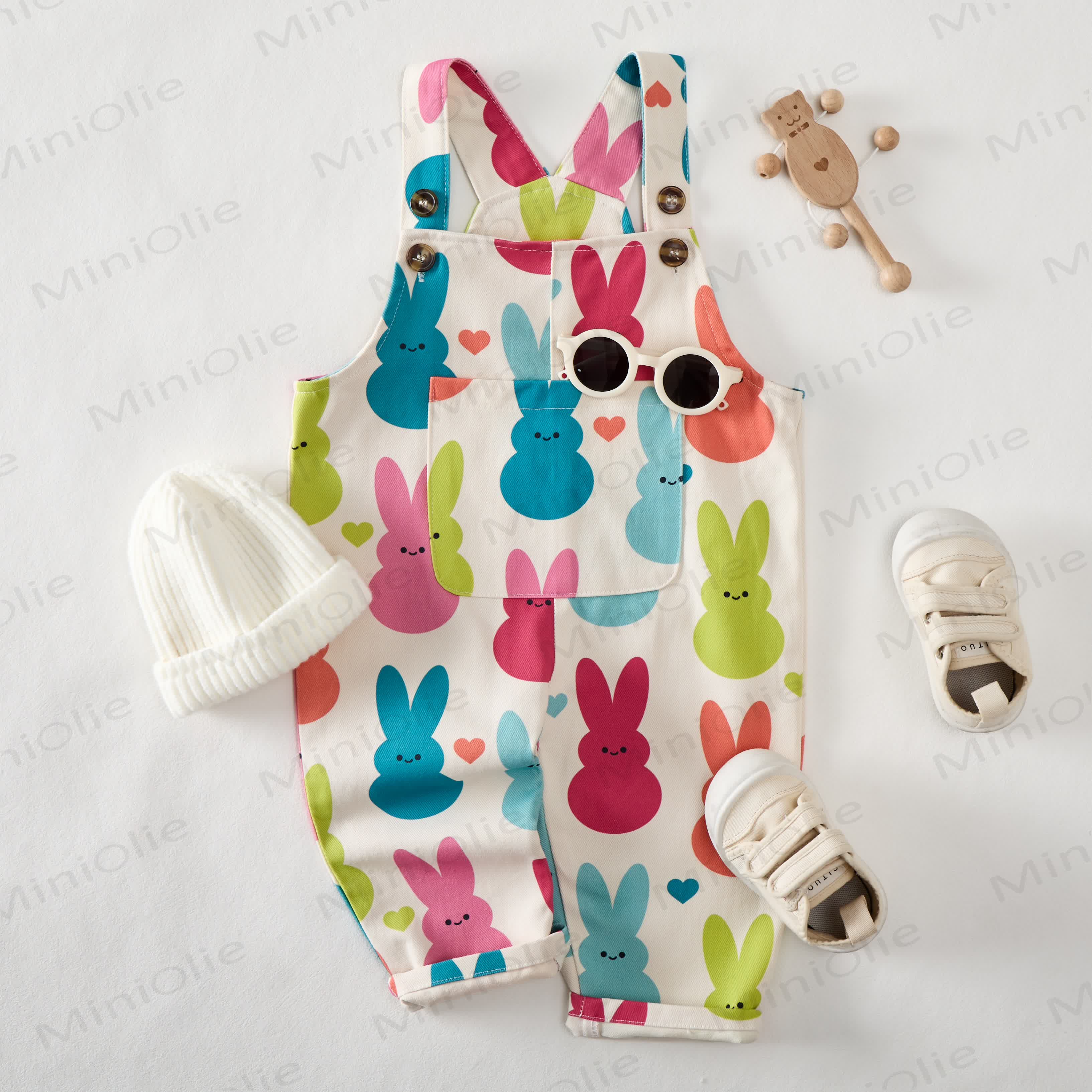 Baby Toddler Colorful Bunny Overalls - image 2
