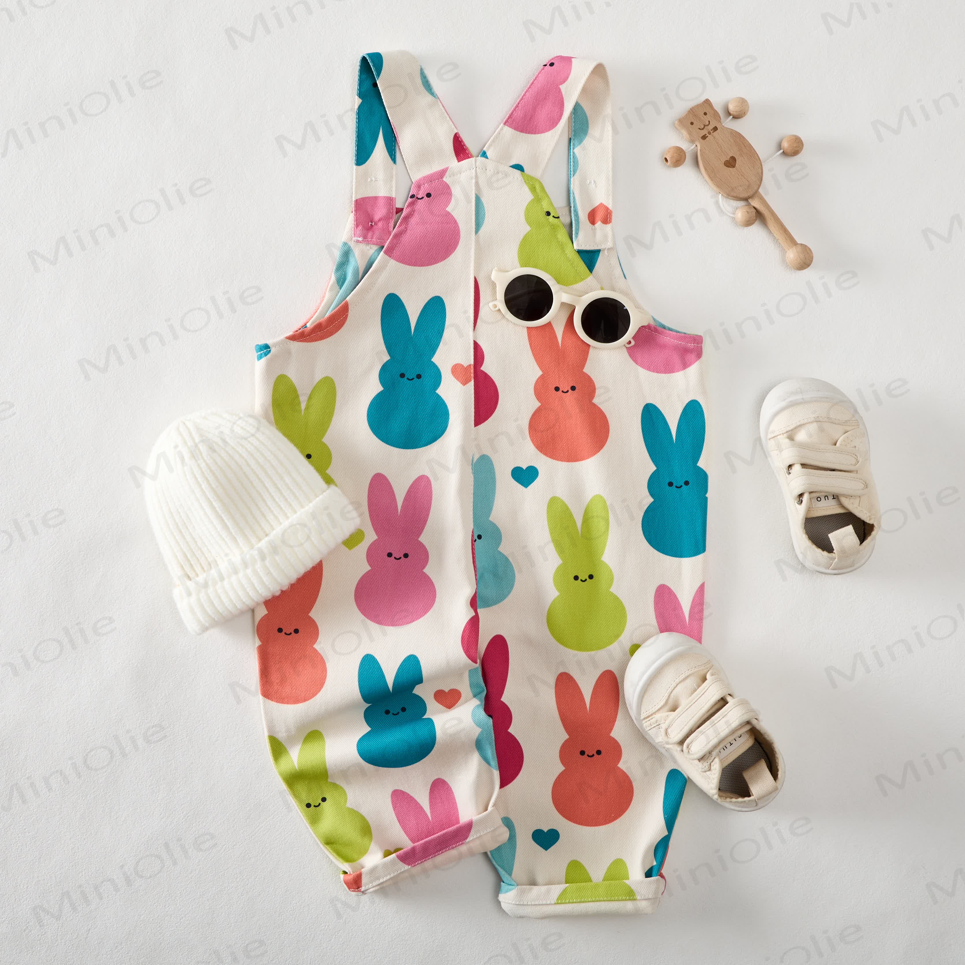 Baby Toddler Colorful Bunny Overalls - image 9