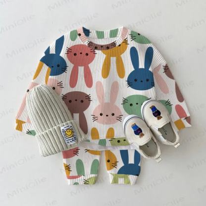 Baby Waffle Rabbit Sweatshirt 2-piece Set - White - 18-24M - image 1