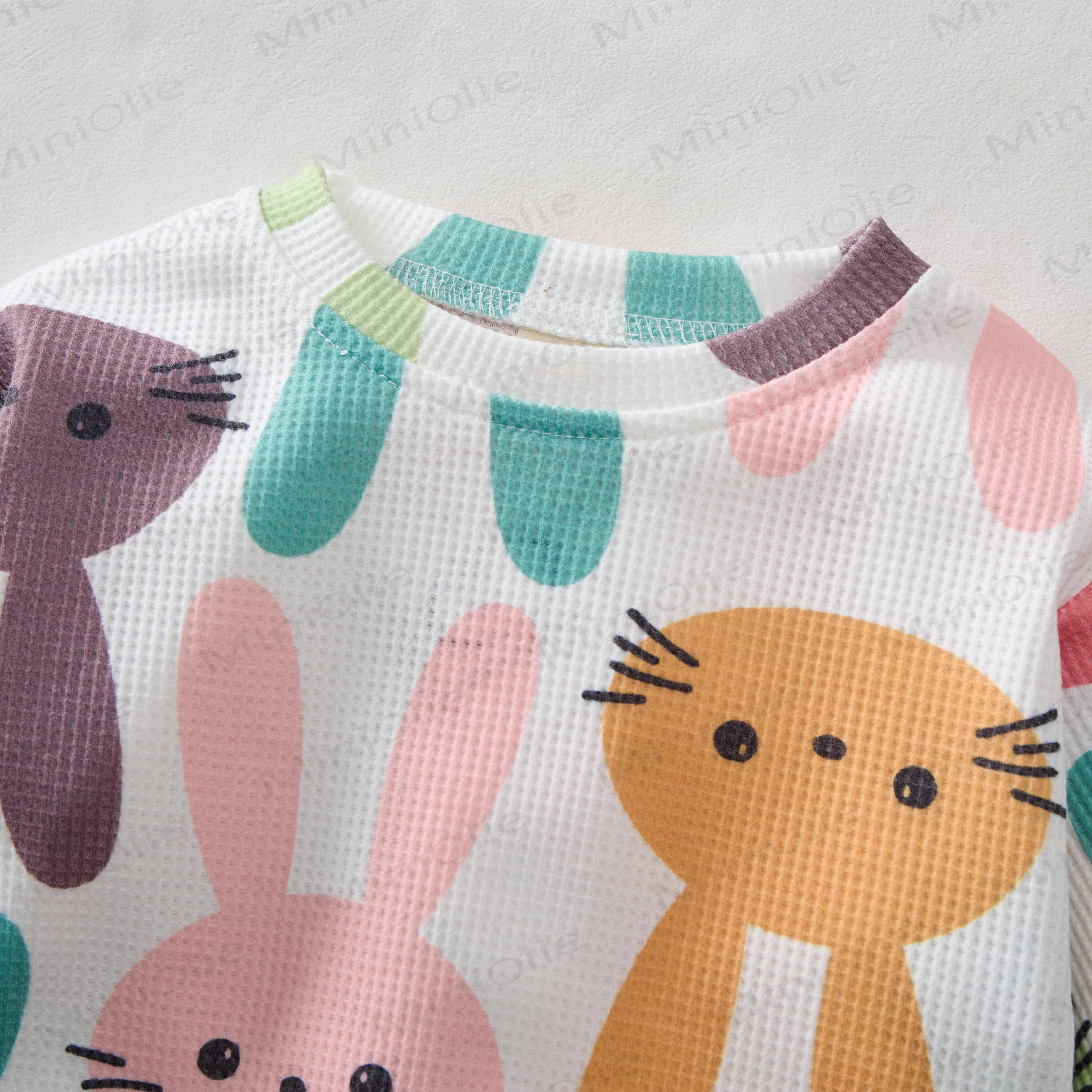 Baby Waffle Rabbit Sweatshirt 2-piece Set - image 2