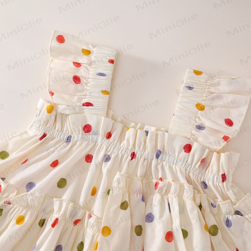 Toddler Girl Beige Polka Dots Dress - image 2