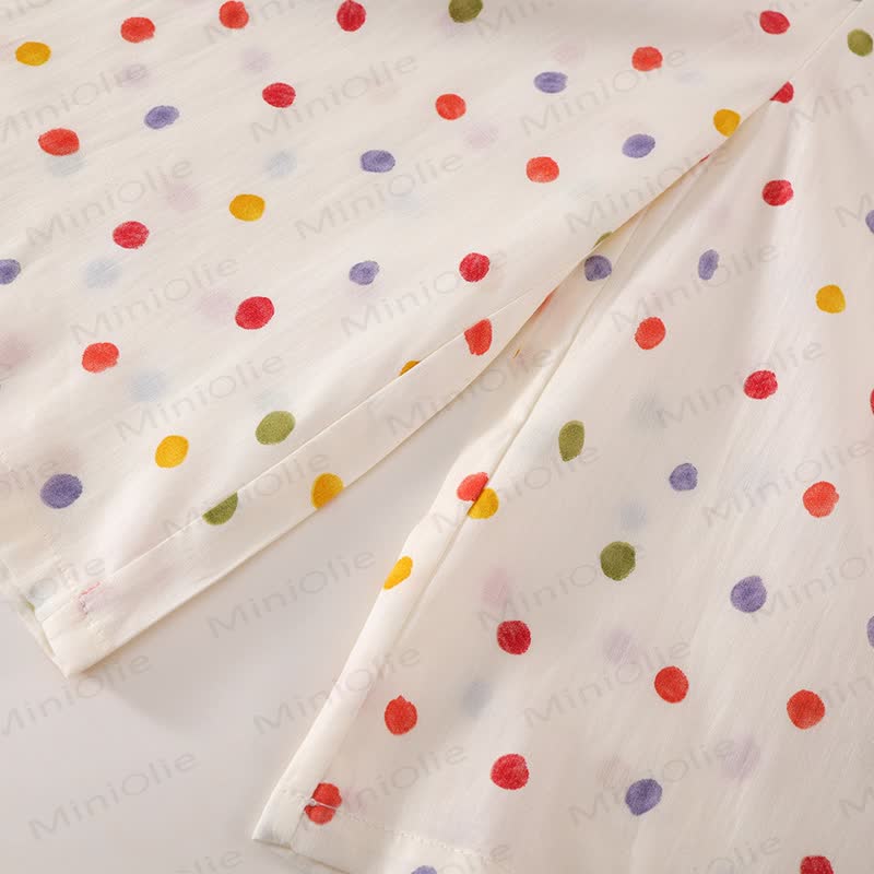 Toddler Girl Beige Polka Dots Dress - image 4