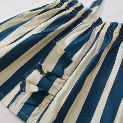 Toddler Girl Blue White Stripe Casual Two Piece Dress Set - image 2